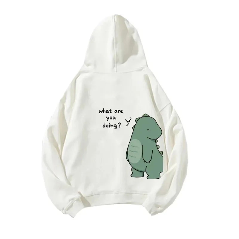 Autumn And Winter Cute Rock Dinosaur Fashion Print Men's Casual Harajuku Y2k Cartoon Couple Hoodie As a Gift for Couples - Matrix Studios
