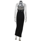 Lace Patchwork Dresses For Women Fashion Sexy Streetwear Solid Sleeveless Tank Sheath Hip Wrap Long Vestidos Robe Female Elegant - Matrix-studios.com