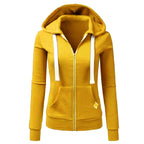 Autumn/Winter New Women'sPersonalized Fashion Sports Hoodie Long Sleeve Drawstring Pocket Zipper Coat Woolen Sweater Top CYXX386 - Matrix Studios