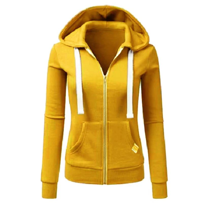 Autumn/Winter New Women'sPersonalized Fashion Sports Hoodie Long Sleeve Drawstring Pocket Zipper Coat Woolen Sweater Top CYXX386 - Matrix Studios