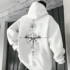 Vintage Compass Print Hoodies for Men High Quality Hooded Long Sleeve Pullover All Season Daily Casual Sports Tops Men's Clothes - Matrix Studios