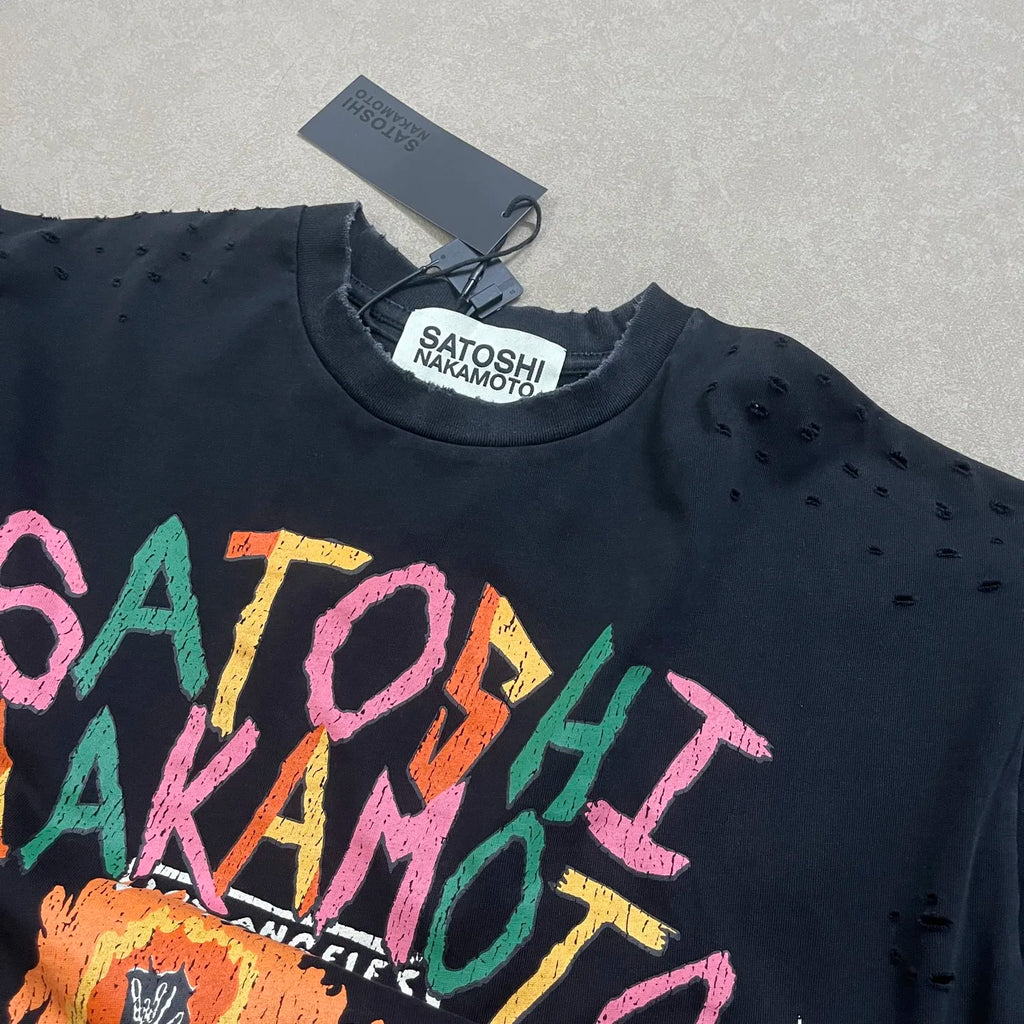 Washed Black Satoshi Nakamoto Oversized No Savior Hole T Shirt Men Women High Quality Tee Tops T-Shirt - Matrix-studios.com