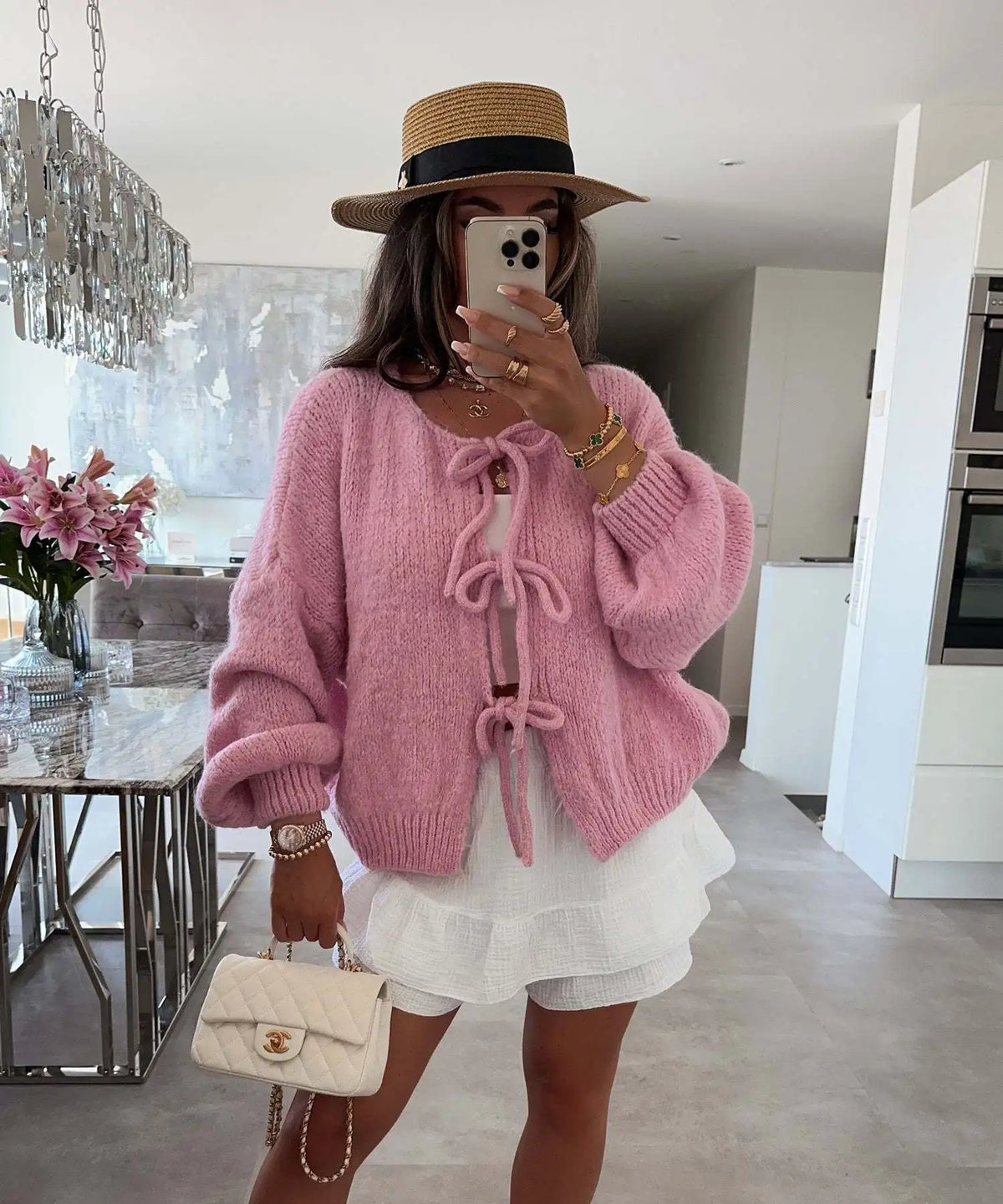 Solid Color O-neck Lace-up Knitted Cardigan Women 2025 Autumn Winter Streetwear Casual Simplicity Sweater Coats - Matrix Studios