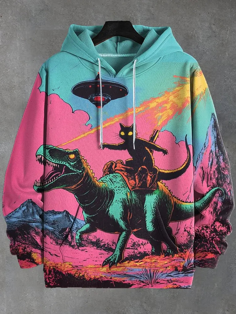 2026 Men's Hoodies Funny Cat Dinosaur UFO Art 3D Printed Cartoon Sweatshirt Men Women Tracksuit Oversized Casual Street Y2k Coat - Matrix Studios