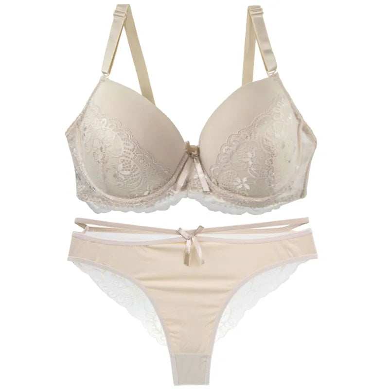 Nouvell Seamless Sexy Lace Pus Up Bras Panties Sets 34/75 36/80 38/85 40/90 42/95 44/100 BCDE Underwear Plus Size Lingerie - Matrix-studios.com