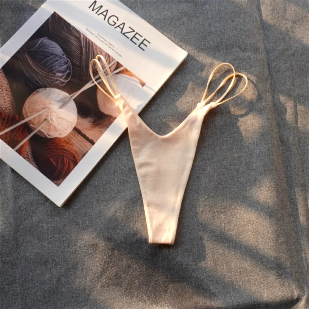 1/2 Pcs Brazilian Women Cotton Thong Underwear Sexy Panties Female Underpants Solid Color G-string Pantys - Matrix Studios