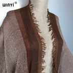 WINYI Retro Kimono Maxi Cardigan Beach Wear Covers Elegant Party Dress Abaya Dubai Luxury Muslim Woman Fashion Open Front Kaftan - Matrix Studios