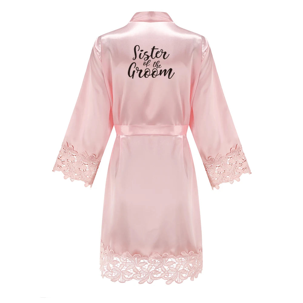 Bridesmaid Robes Rose Gold Bride Robe Wedding Bridesmaid Gift Satin Lace Robe Bridal Dressing Gown Bachelorette Party Pajamas - Matrix-studios.com