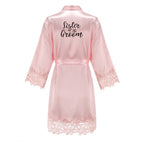 Bridesmaid Robes Rose Gold Bride Robe Wedding Bridesmaid Gift Satin Lace Robe Bridal Dressing Gown Bachelorette Party Pajamas - Matrix-studios.com