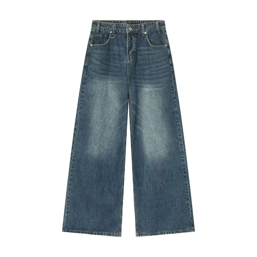 IEFB Vintage Camouflage Men's Jeans Fashion Washed Casual Wide Leg Denim Pants Autumn Winter Loose Male Trousers Old Blue 9C354 - Matrix Studios