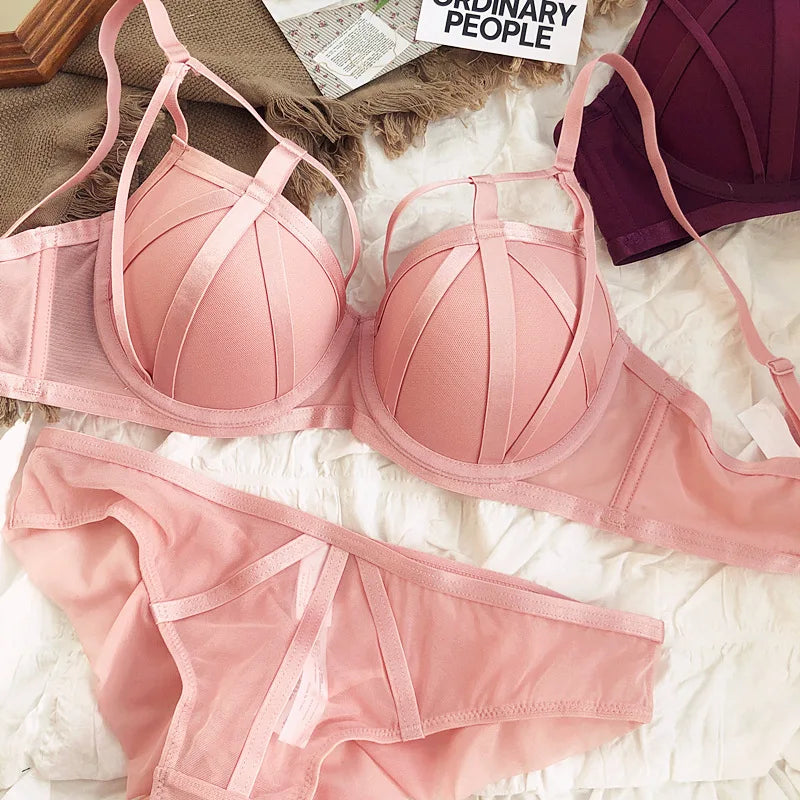 Hot Sale Women Lace Underwear Sexy Hollow Push Up Bra Set Classic Bandage Lingerie Fashion Fluorescent Plus Size C D Brassiere - Matrix-studios.com