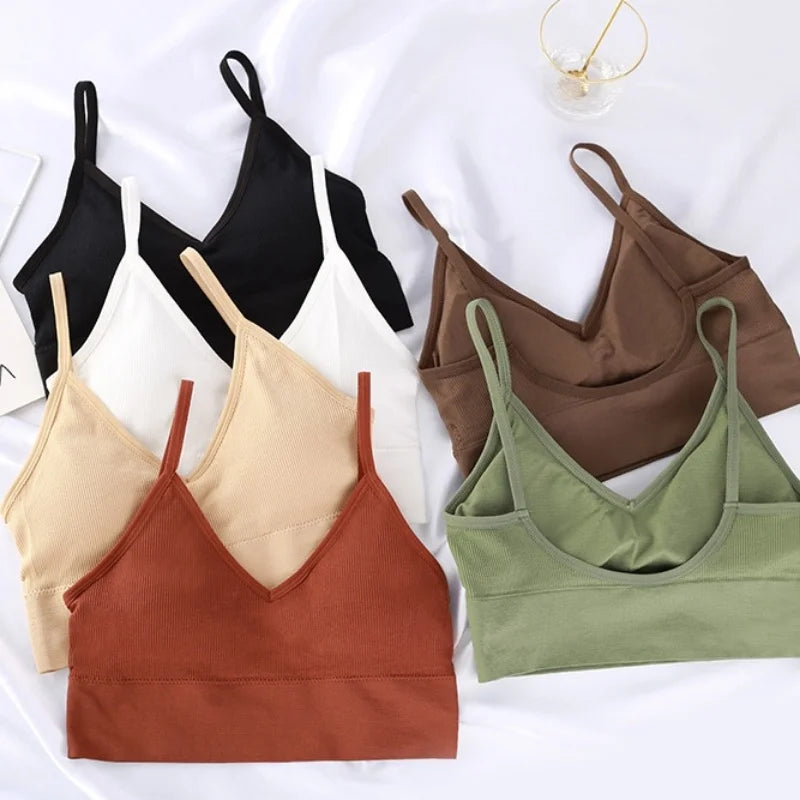 Kit 4 Women Seamless Bra Set, Sexy Beautiful Back Cotton Bra Comfortable Breathable Padded Bra Underwear - Matrix Studios