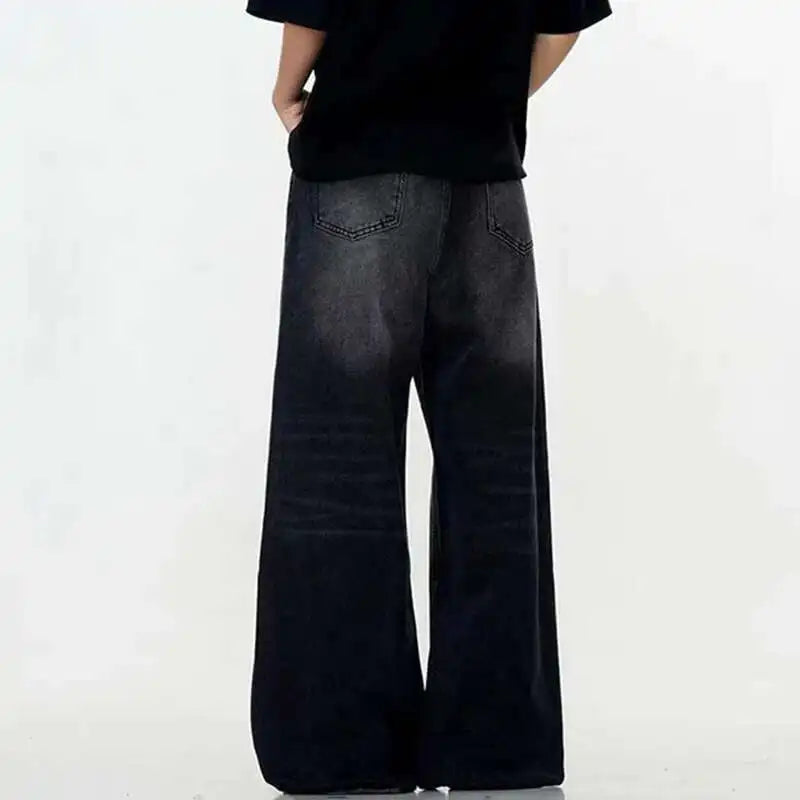 IEFB Simple Men's Denim Trousers Solid Color Washing American Style Casual Pants Straight Leg Baggy Male Jeans Spring 9W667 - Matrix Studios