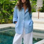 We.Fine Women's Shirt Elegant Long Sleeve Blouse Spring Vintage Basic Top Collar Cotton Shirt for Women - Matrix-studios.com