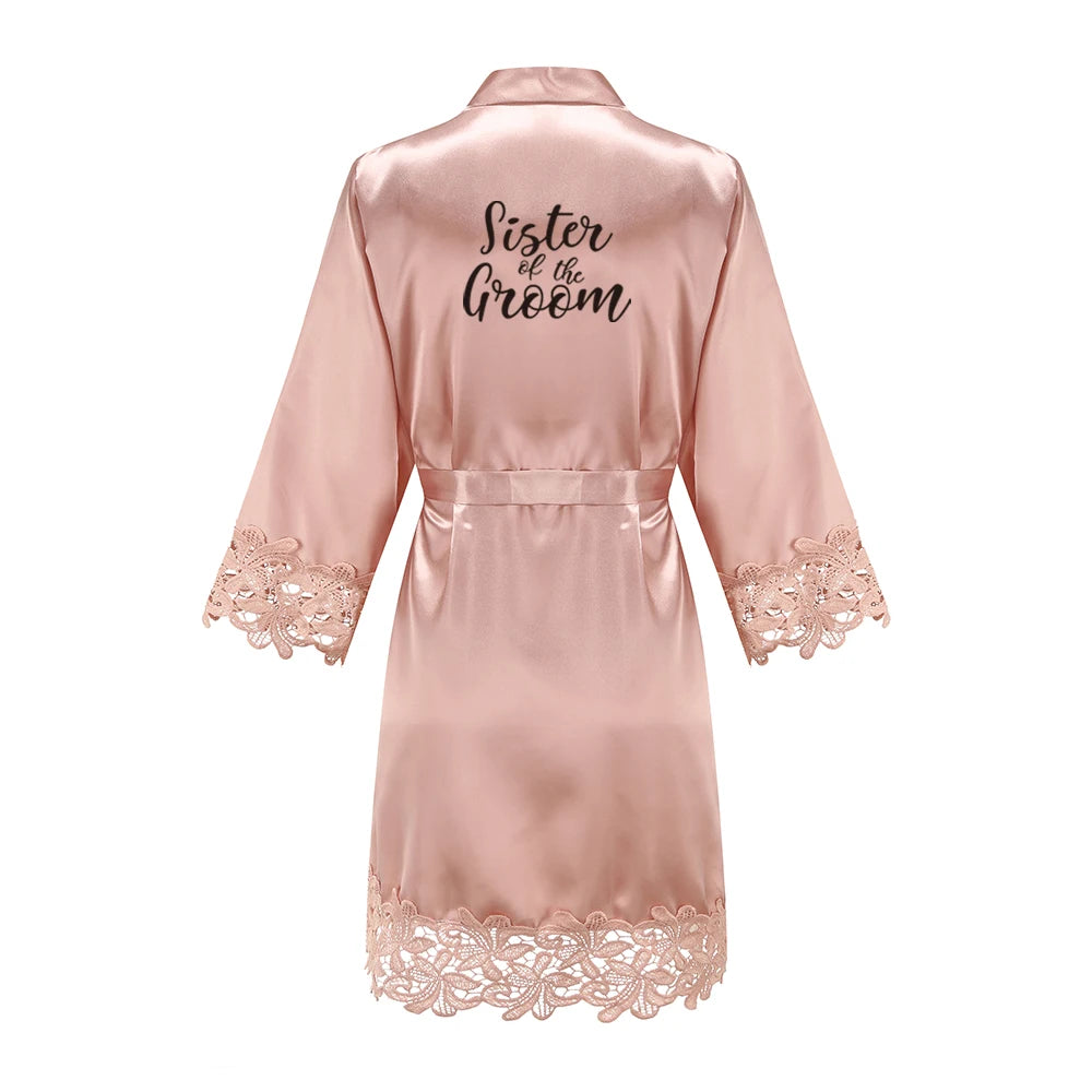 Bridesmaid Robes Rose Gold Bride Robe Wedding Bridesmaid Gift Satin Lace Robe Bridal Dressing Gown Bachelorette Party Pajamas - Matrix-studios.com