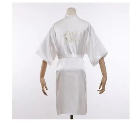 Bride Bridesmaid Wedding Robe Embroidery Kimono Bathrobe Gown Nightgown Casual Satin Short Women Sexy Nightwear Sleepwear - Matrix-studios.com