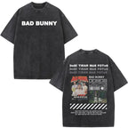 Rapper Bad Bunny Album Cover Print T-shirt Debi Tirar Mas Fotos DTMF Washed Vintage T Shirt Men Women Hip Hop Oversized T-shirts