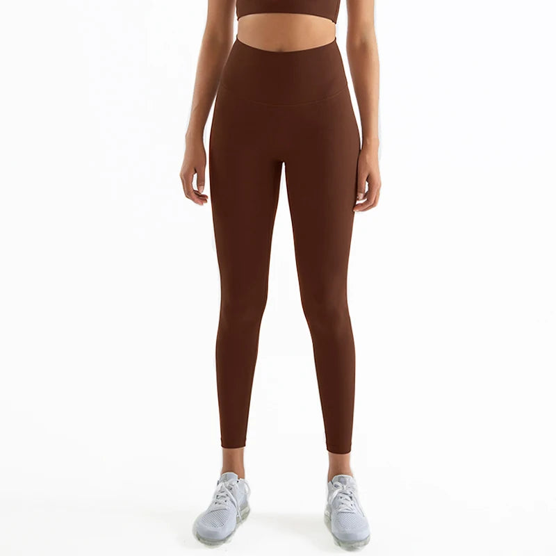 SOISOU Nylon Yoga Pants Gym Leggings Women Girl Fitness Soft Tights High Waist Elastic Breathable No T Line Sports Pants - Matrix-studios.com