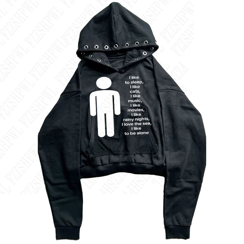 American y2k Harajuku street vintage trend autumn and winter, unique hip-hop punk print for both men and women, pullover hoodie