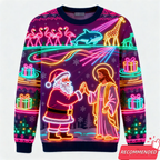 Fake Neon Light 3D Printed Ugly Xmas Sweater For Women Men Clothes Merry Christmas Snowman Funny Santa Jesus Pullovers Tracksuit - Matrix Studios
