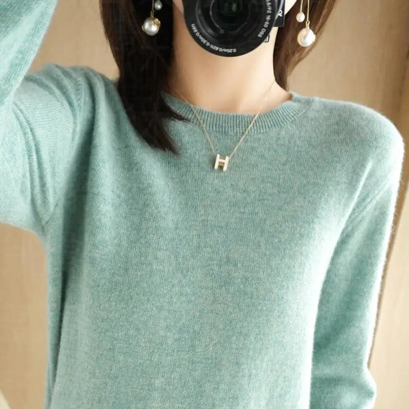 Autumn And Winter Thin Sweater Women's Round Neck Pullover Casual Knitted Top Women's Short Underlay Fashion 18 Colors - Matrix Studios