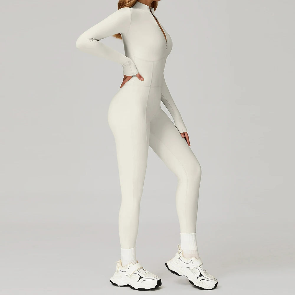 Winter Sport Jumpsuits Women Warm Gym Overalls Fleece Fitness Bodysuits Workout One Piece Clothing LongSleeve Yoga Jumpsuits - Matrix Studios