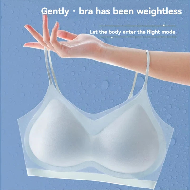 Ultra-Thin Breathable Ice Silk Top Bra Women's Bustier Underwear Seamless Back Halter Vest Wrap Bra Small Chest Together - Matrix Studios