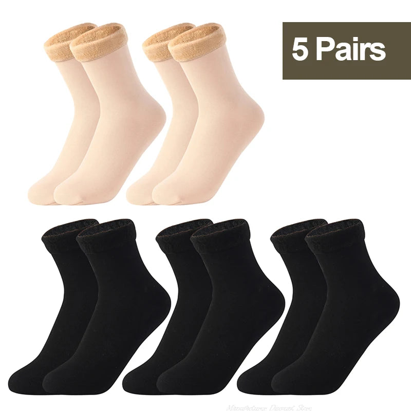 1/2/3/5/10Pairs Thermal Socks Women Winter Warm Thicken Fleece Short Socks Cashmere Wool Socks Snow Velvet Boots Home Floor Wear - Matrix Studios