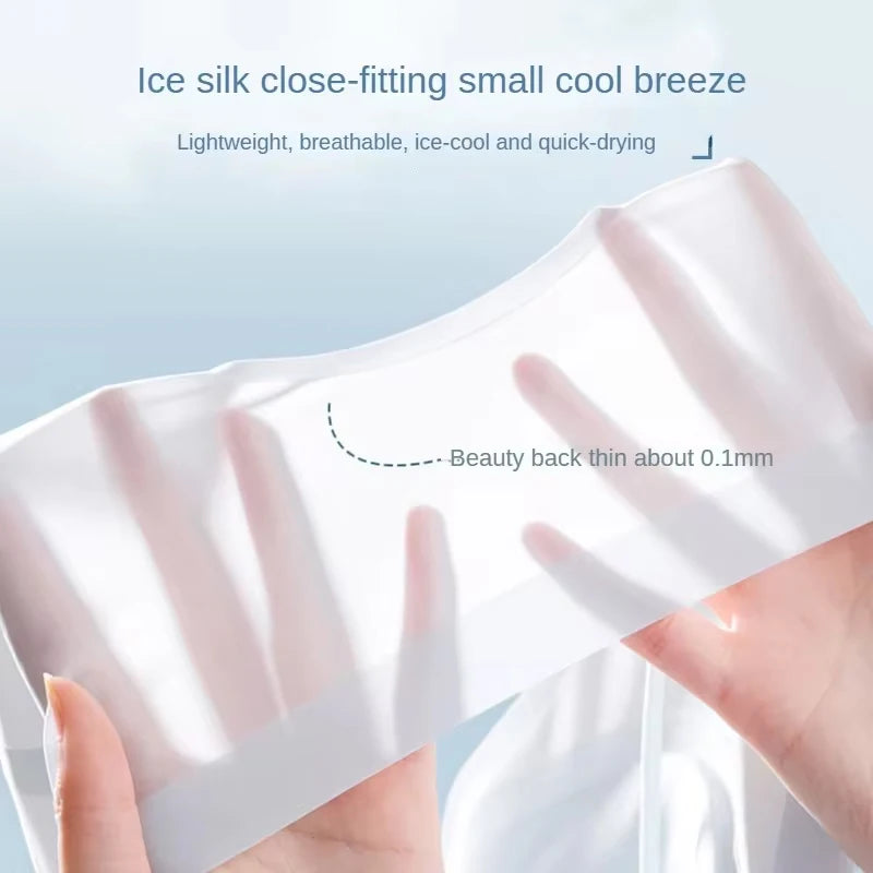 Ultra-Thin Breathable Ice Silk Top Bra Women's Bustier Underwear Seamless Back Halter Vest Wrap Bra Small Chest Together - Matrix Studios