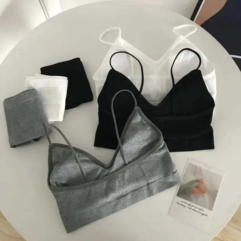 Women's Sports Bra Set Underwear Bra Korean Style Push Up No Steel Ring Bra Sexy Tube Top High Elastic Panty Set - Matrix-studios.com