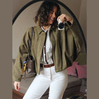 HXAO Women's Bomber Jacket Lapel Long Sleeve Zipper Suede Jacket Women 2025 High Street Cropped Racing Jackets Coats Outerwears - Matrix-studios.com