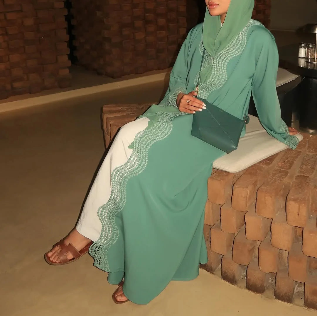 Muslim Women Maxi Dress Dubai Open Abaya Turkey Kaftan Eid Kimono Cardigan Islam Jalabiya Kebaya Caftan Marocain Femme Robe Gown - Matrix-studios.com
