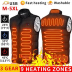 9 Heated Vest Zones Electric Heated Jackets Men Women Sportswear Heated Coat Graphene Heat Coat USB Heating Jacket For Camping - Matrix Studios
