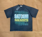 Good Quality Damaged Hole Oversized Tee Logo Embroidery Satoshi T-Shirt Washed Brown Black T Shirt Man - Matrix-studios.com
