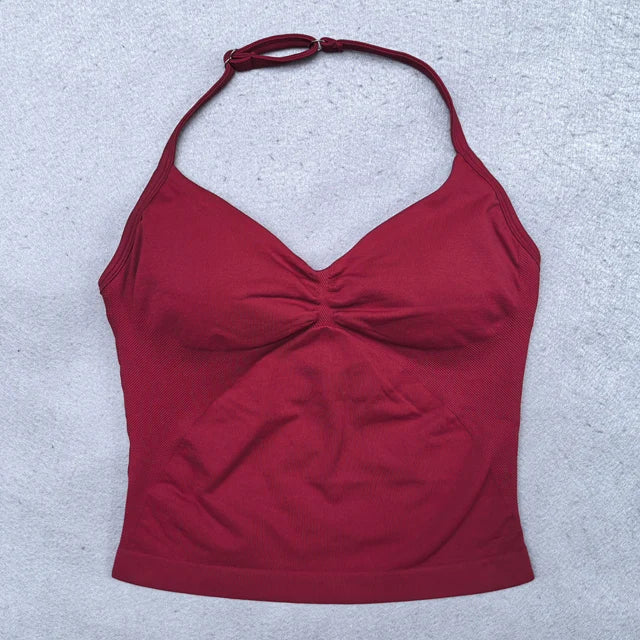 2 Pieces Yoga Set Women Backless Halter Tops High Waist Seamless Shorts Gym Suit Fitness Clothes Sportswear Workout Sets - Matrix-studios.com