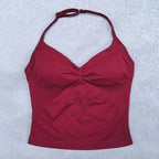 2 Pieces Yoga Set Women Backless Halter Tops High Waist Seamless Shorts Gym Suit Fitness Clothes Sportswear Workout Sets - Matrix-studios.com