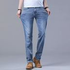 Spring Men's Light Blue Slim Jeans Stylish Casual Stretch Fabric Denim Pants Classic Trousers Smoke Gray - Matrix Studios