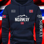 NORWAY printing Autumn winter models Men's Fleece windproof Warm Cotton Oversized Hoodie Outdoor Commuter Men's High Elastic top - Matrix Studios