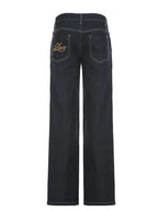 Women's Slim Fit Flared Jeans Y2K Vintage Low Rise Stretch Denim Pants with Embroidery Distressed Style for Everyday Outfits - Matrix-studios.com