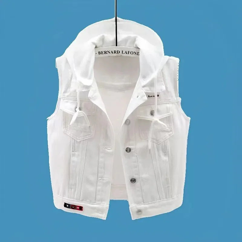2025 Female Hooded Large Size 5XL Jeans Vest Jacket Spring Summer Women New Denim Sleeveless Coat Korean Lady Cowboy Waistcoat - Matrix Studios