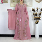 2026New Dubai Muslim Women Modest Dress Diamond Chiffon Elegant Arabic Femme Hijab African Abaya Islamic Long Sleeve Turkey Robe - Matrix-studios.com