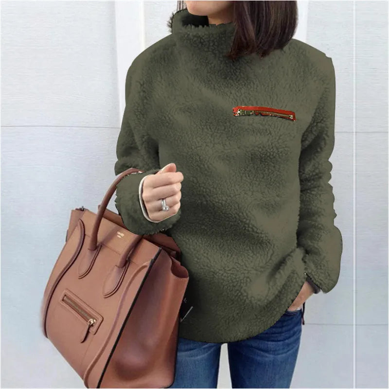 Winter Super Soft and Comfortable Solid Color Turtleneck Pullover Women's Sweater Fashion Zipper Sexy Top Ladies Hipster Clothes - Matrix Studios