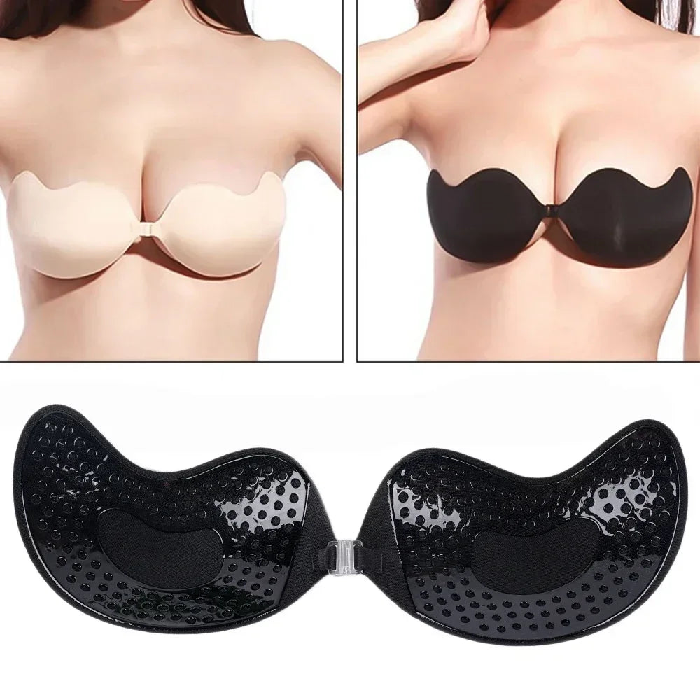 Invisible Push Up Bras Women Backless Strapless Bra Nipple Cover Front Closure Bralette Underwear Silicone Self-Adhesive Bra Pad - Matrix Studios