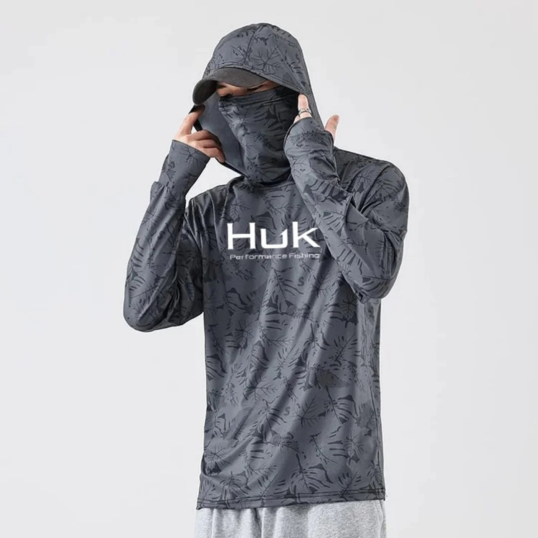 Men's Fishing hooded sweatshirt Fishing UV protection hoodie Camiseta De Pesca clothing hooded top grey white - Matrix Studios