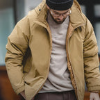 Maden Hooded Down Jacket for Men Winter Thickened Matte Glossy Fabric Parka Outdoor Warm Coat Versatile Outerwear Black Jacket - Matrix Studios