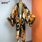WINYI Summer New Fashion Print Women Cardigan Loose Long Dress Elegant Party Boho Maxi Beach Holiday Cover Up Kimonos Kaftan - Matrix Studios
