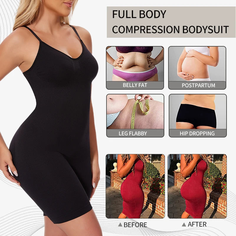 New Bodysuit Shapewear Women Tank Top Tummy Control Full Body Shaper Anti Chafing Shorts Slimming Waist Trainer Butt Lifter - Matrix-studios.com