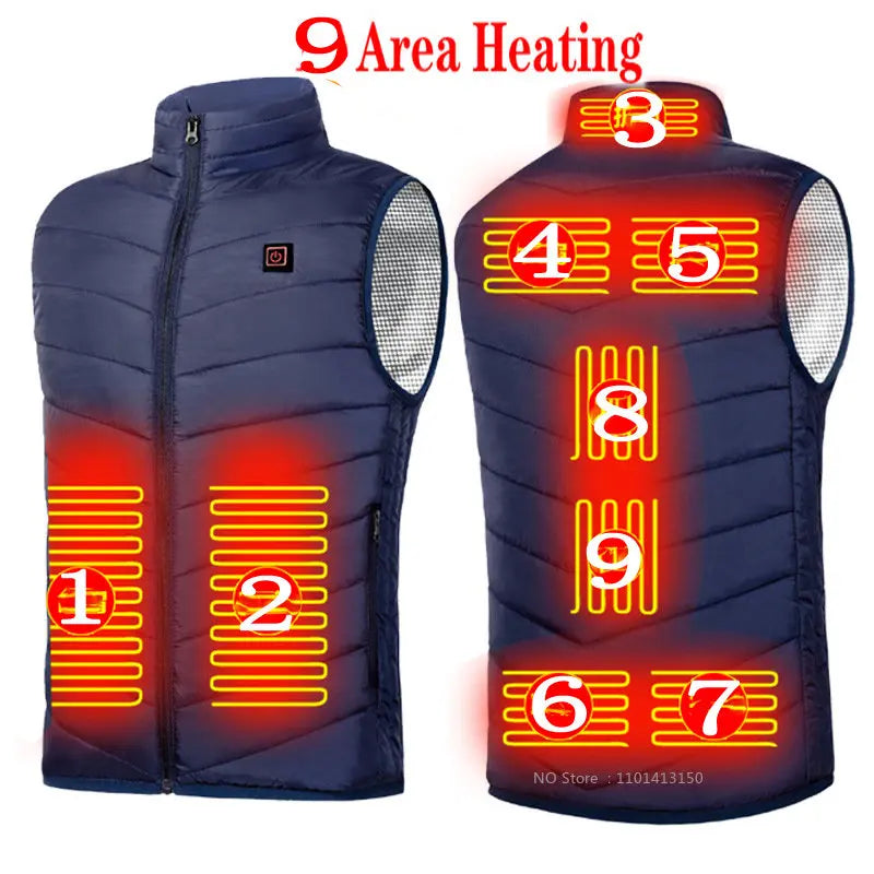 13 PCS Heated vest Jacket Fashion Men Women Coat Intelligent USB Electric Heating Thermal Warm Clothes Winter Heated Vest 열선조끼 - Matrix Studios