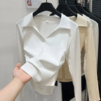 Autumn Cotton Sexy Women's T Shirt Long Sleeve Skinny Slim Basic Solid Black White Crop Top Polo TShirt Casual Top Tee for Women - Matrix-studios.com
