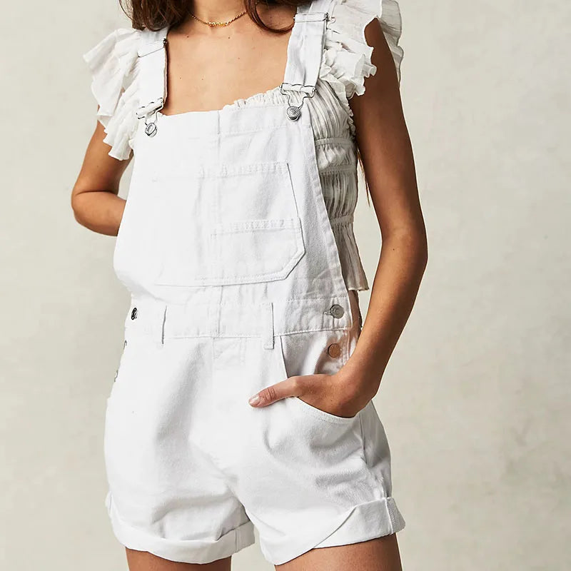 Y2K Vintage Black Denim Rompers Women Sleeveless High Waist Jeans Playsuits Korean Fashion Chic Jumpsuits Overalls Baggy Shorts - Matrix Studios